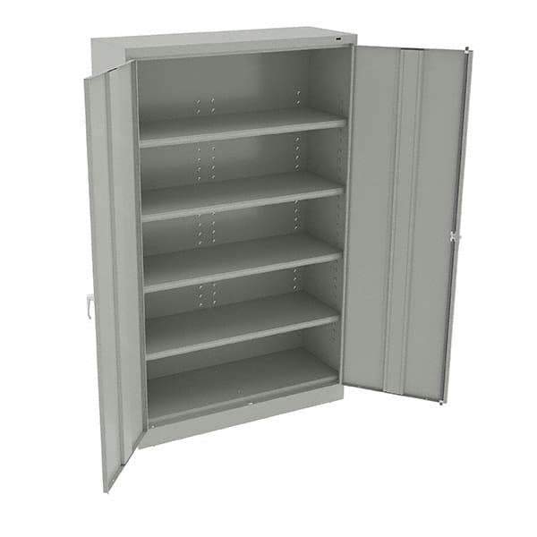 Tennsco - 6 Shelf Wardrobe Storage Cabinet - Steel, 48" Wide x 18" Deep x 78" High, Light Gray - Apex Tool & Supply