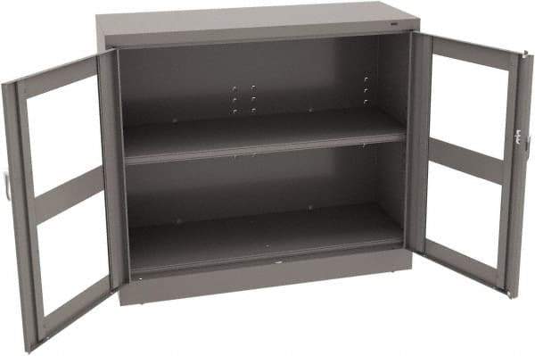 Tennsco - 2 Shelf Visible Storage Cabinet - Steel, 48" Wide x 18" Deep x 42" High, Medium Gray - Apex Tool & Supply