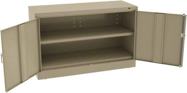 Tennsco - 2 Shelf Locking Storage Cabinet - Steel, 48" Wide x 18" Deep x 30" High, Sand - Apex Tool & Supply
