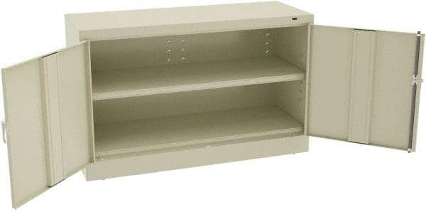 Tennsco - 2 Shelf Locking Storage Cabinet - Steel, 48" Wide x 18" Deep x 30" High, Champagne/Putty - Apex Tool & Supply