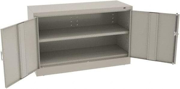Tennsco - 2 Shelf Locking Storage Cabinet - Steel, 48" Wide x 18" Deep x 30" High, Light Gray - Apex Tool & Supply