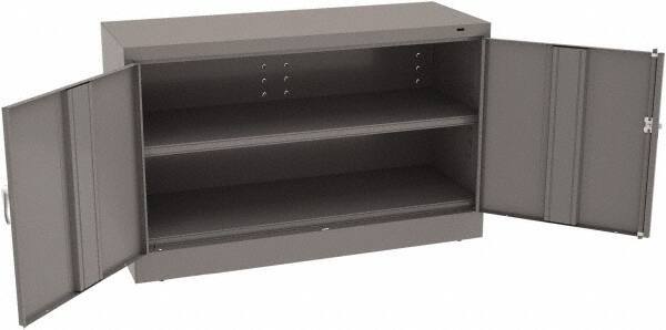 Tennsco - 2 Shelf Locking Storage Cabinet - Steel, 48" Wide x 18" Deep x 30" High, Medium Gray - Apex Tool & Supply