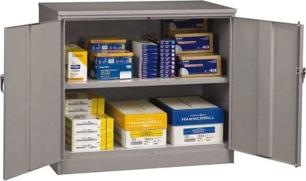Tennsco - 2 Shelf Locking Storage Cabinet - Steel, 48" Wide x 24" Deep x 42" High, Medium Gray - Apex Tool & Supply