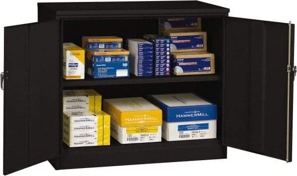 Tennsco - 2 Shelf Locking Storage Cabinet - Steel, 48" Wide x 18" Deep x 42" High, Black - Apex Tool & Supply