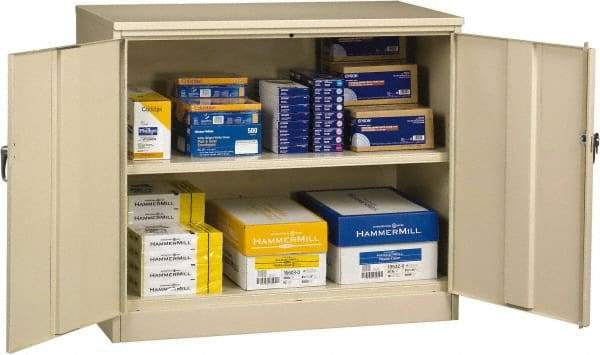 Tennsco - 2 Shelf Locking Storage Cabinet - Steel, 48" Wide x 18" Deep x 42" High, Champagne/Putty - Apex Tool & Supply