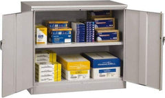 Tennsco - 2 Shelf Locking Storage Cabinet - Steel, 48" Wide x 24" Deep x 42" High, Light Gray - Apex Tool & Supply