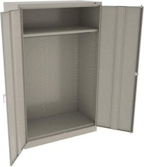 Tennsco - 2 Shelf Wardrobe Storage Cabinet - Steel, 48" Wide x 24" Deep x 78" High, Light Gray - Apex Tool & Supply