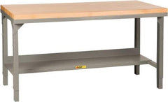 Little Giant - 48 Wide x 30" Deep x 42-3/4" High, Butcher Block Workbench - Straight Edge, Adjustable Height Legs, Gray - Apex Tool & Supply