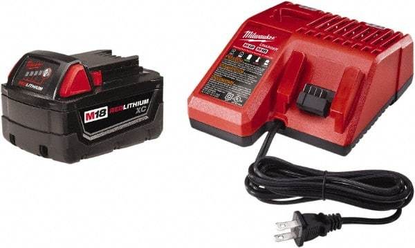 Milwaukee Tool - 18 Volt, 1 Battery Lithium-Ion Power Tool Charger - Battery Included - Apex Tool & Supply