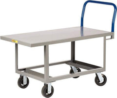 Little Giant - 2,000 Lb Capacity Steel 6-Wheeled Platform Truck - Steel Deck, 30" OAW, 60" Platform Length, Mold On Rubber Casters - Apex Tool & Supply