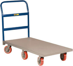 Little Giant - 3,600 Lb Capacity Steel 6-Wheeled Platform Truck - Steel Deck, 36" OAW, 72" Platform Length, Polyurethane Casters - Apex Tool & Supply
