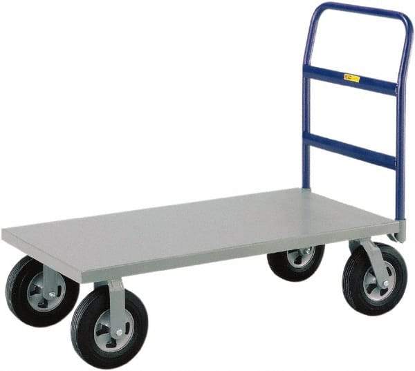 Little Giant - 1,500 Lb Capacity Steel Platform Truck - Steel Deck, 24" OAW, 48" Platform Length, Solid Rubber Casters - Apex Tool & Supply
