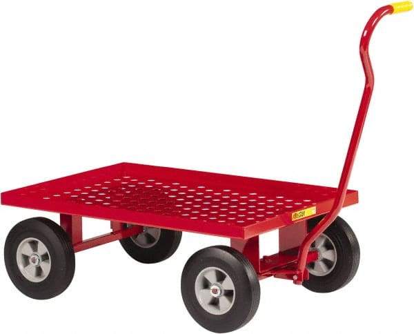 Little Giant - 1,200 Lb Capacity Steel Perforated Steel Deck Wagon Truck - Steel Deck, 24" OAW, Solid Rubber Casters - Apex Tool & Supply