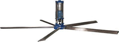 Patterson Fan - 5 Blades, 24' Blade Length, 400,867 CFM High Performance Industrial Ceiling Fan - 48 RPM, 220V, Blue & Silver - Apex Tool & Supply