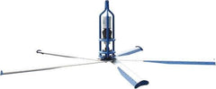 Patterson Fan - 5 Blades, 8' Blade Length, 67,178 CFM High Performance Industrial Ceiling Fan - 110 RPM, 220V, Blue & Silver - Apex Tool & Supply