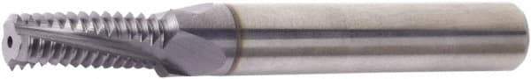 Vargus - 9/16-18 UN, 0.492" Cutting Diam, 4 Flute, Solid Carbide Helical Flute Thread Mill - Internal Thread, 1.139" LOC, 3.15" OAL, 3.15" Shank Diam - Apex Tool & Supply
