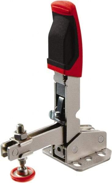Bessey - 450 Lb Holding Capacity, Vertical Handle, Manual Hold Down Toggle Clamp - 55° Handle Movement, 45° Bar Opening, U-Bar, Flanged Base, Carbon Steel - Apex Tool & Supply