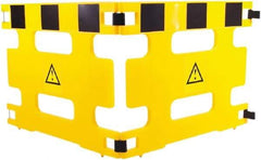 Made in USA - 36" High Folding Barricade - Plastic, Black & Yellow - Apex Tool & Supply