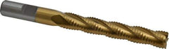 Interstate - 1/2" Diam, Coarse Pitch, 3" LOC, 4 Flute Cobalt Roughing Square End Mill - TiN Finish, 5" OAL, 1/2" Shank Diam, Single End - Apex Tool & Supply