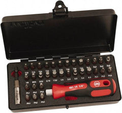 Wiha - Bit Set - 1/8 to 7/32" Hex, #1 to #3, 1/4" Drive, Phillips, Hex, Torx, Square, Pozidriv Point - Apex Tool & Supply