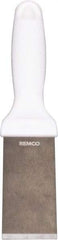 Remco - Stiff Stainless Steel Beveled Scraper - 1-1/2" Blade Width x 3-1/2" Blade Length, 5-13/32" Long Ergonomic Polypropylene Handle - Apex Tool & Supply