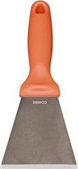 Remco - Stiff Stainless Steel Beveled Scraper - 3" Blade Width x 3-1/2" Blade Length, 5-13/32" Long Ergonomic Polypropylene Handle - Apex Tool & Supply