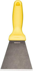 Remco - Stiff Stainless Steel Beveled Scraper - 3" Blade Width x 3-1/2" Blade Length, 5-13/32" Long Ergonomic Polypropylene Handle - Apex Tool & Supply
