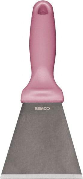 Remco - Stiff Stainless Steel Beveled Scraper - 1-1/2" Blade Width x 3-1/2" Blade Length, 5-13/32" Long Ergonomic Polypropylene Handle - Apex Tool & Supply