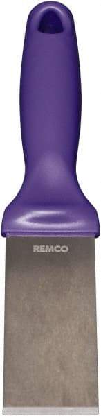 Remco - Stiff Stainless Steel Beveled Scraper - 1-1/2" Blade Width x 3-1/2" Blade Length, 5-13/32" Long Ergonomic Polypropylene Handle - Apex Tool & Supply