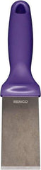 Remco - Stiff Stainless Steel Beveled Scraper - 1-1/2" Blade Width x 3-1/2" Blade Length, 5-13/32" Long Ergonomic Polypropylene Handle - Apex Tool & Supply