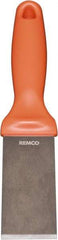 Remco - Stiff Stainless Steel Beveled Scraper - 1-1/2" Blade Width x 3-1/2" Blade Length, 5-13/32" Long Ergonomic Polypropylene Handle - Apex Tool & Supply