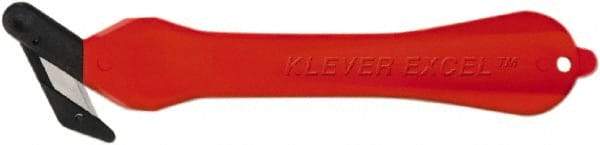 Klever Innovations - Fixed Safety Cutter - 1-1/4" Carbon Steel Blade, Red Plastic Handle, 1 Blade Included - Apex Tool & Supply