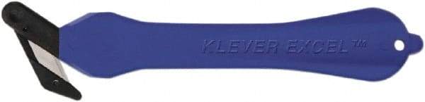Klever Innovations - Fixed Safety Cutter - 1-1/4" Carbon Steel Blade, Blue Plastic Handle, 1 Blade Included - Apex Tool & Supply