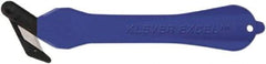 Klever Innovations - Fixed Safety Cutter - 1-1/4" Carbon Steel Blade, Blue Plastic Handle, 1 Blade Included - Apex Tool & Supply