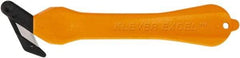 Klever Innovations - Fixed Safety Cutter - 1-1/4" Carbon Steel Blade, Orange Plastic Handle, 1 Blade Included - Apex Tool & Supply