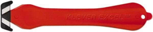Klever Innovations - Fixed Safety Cutter - 1-1/4" Carbon Steel Blade, Red Plastic Handle, 1 Blade Included - Apex Tool & Supply