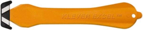 Klever Innovations - Fixed Safety Cutter - 1-1/4" Carbon Steel Blade, Orange Plastic Handle, 1 Blade Included - Apex Tool & Supply
