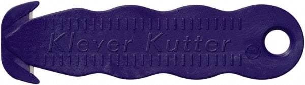 Klever Innovations - Fixed Safety Cutter - 1-1/4" Stainless Steel Blade, Dark Blue Plastic Handle, 1 Blade Included - Apex Tool & Supply
