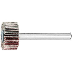 PFERD - 3/4" Diam x 3/8" Face Width, Aluminum Oxide Coated Mounted Flap Wheel - 1/4" Shank Mount, 120 Grit, 38,100 Max RPM - Apex Tool & Supply