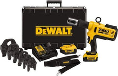 DeWALT - 4 Ton Electric Crimper - Includes DCE200, (2) DCB204, DCE115, Shoulder Strap, (5) 1/2 - 2" Crimping Heads, Kit Box - Apex Tool & Supply