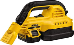 DeWALT - 0.5 Gal Plastic Tank, Battery Powered Wet/Dry Vacuum - 0.33 Peak hp, 20 Volt, 1-1/4" Hose Fitting, Cordless, HEPA Filter, Accessories Included - Apex Tool & Supply