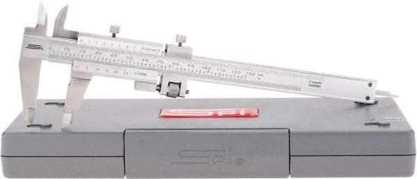 SPI - 0 to 130mm Stainless Steel Vernier Caliper - 0.02mm Graduation, 1.57" Jaw Depth, 0.001" Accuracy, Includes NIST Traceability Certificate - Apex Tool & Supply