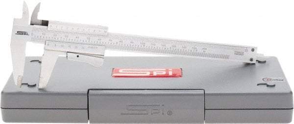 SPI - 0 to 150mm Stainless Steel Vernier Caliper - 0.02mm Graduation, 1.57" Jaw Depth, 0.001" Accuracy, Includes NIST Traceability Certificate - Apex Tool & Supply