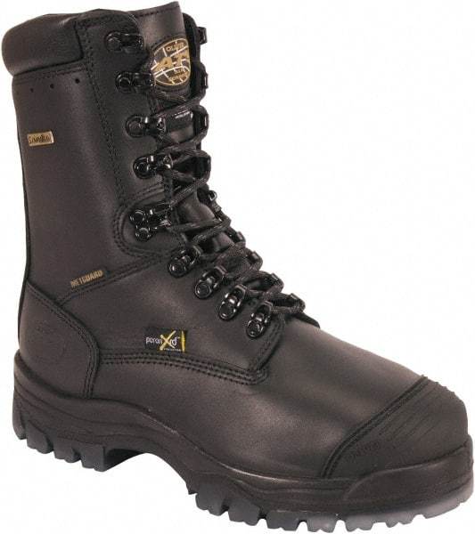 OLIVER - Men's Size 8 Wide Width Composite Work Boot - Black, Leather Upper, Rubber Outsole, 14" High, Lace-Up, Waterproof - Apex Tool & Supply