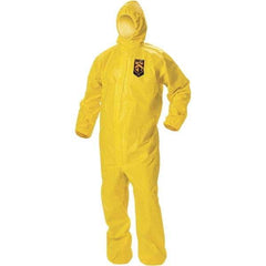 KleenGuard - Size M PE Film Chemical Resistant Coveralls - Yellow, Zipper Closure, Elastic Cuffs, Elastic Ankles, Taped Seams, ISO Class 1, 2 & 3 - Apex Tool & Supply