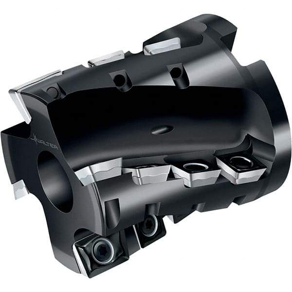Walter - 4" Cut Diam, 1-1/2" Arbor Diam, 77mm Max Depth of Cut, Indexable Square-Shoulder Face Mill - 90° Lead Angle, 80mm High, LDM.170408R & SDM.120408 Insert Compatibility, Through Coolant, Series M4258 - Apex Tool & Supply