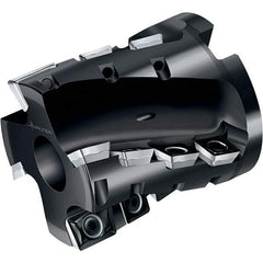 Walter - 80mm Cut Diam, 32mm Arbor Diam, 67mm Max Depth of Cut, Indexable Square-Shoulder Face Mill - 90° Lead Angle, 80mm High, LDM.170408R & SDM.120408 Insert Compatibility, Through Coolant, Series M4258 - Apex Tool & Supply