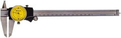 Mitutoyo - 0mm to 200mm Range, 0.02mm Graduation, 2mm per Revolution, Dial Caliper - Yellow Face, 50mm Jaw Length, Accurate to 0.03mm - Apex Tool & Supply