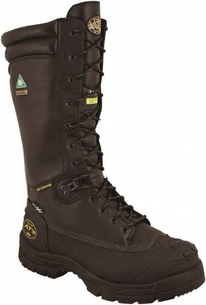 OLIVER - Men's Size 8 Wide Width Steel Work Boot - Black, Leather Upper, Rubber Outsole, 14" High, Lace-Up, Waterproof - Apex Tool & Supply