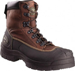OLIVER - Men's Size 8 Wide Width Steel Work Boot - Brown, Leather Upper, Rubber Outsole, 6" High, Lace-Up - Apex Tool & Supply
